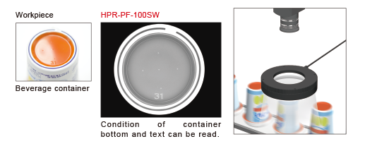 Imaging the bottom surface of a beverage container Condition of container
bottom and text can be read.