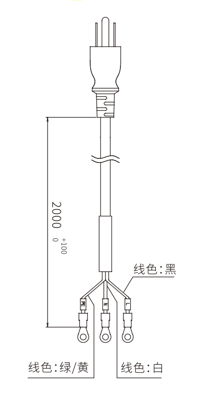 PD4专用AC线缆 (100-120VAC, 2m)（型号：ACC-JIS-125-7-M4-2）